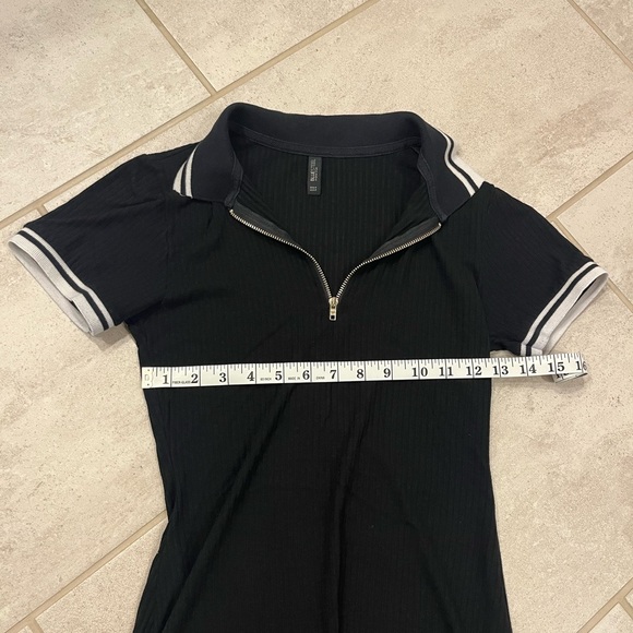 Blue Steel Brand Ribbed Zip-Front Polo Dress Black from Brazil Small - Picture 6 of 8